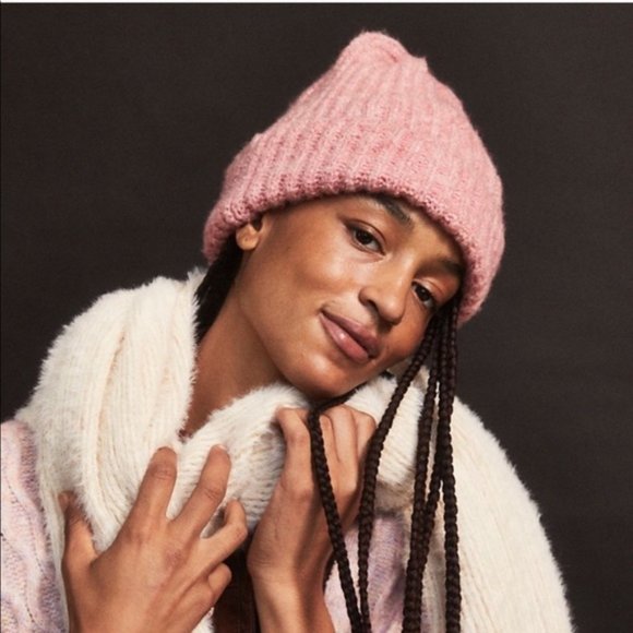 FREE PEOPLE Cloud Rib Blush Beanie Soft Lulliby Pull On Cozy Comfy Boho Warm - Picture 8 of 10